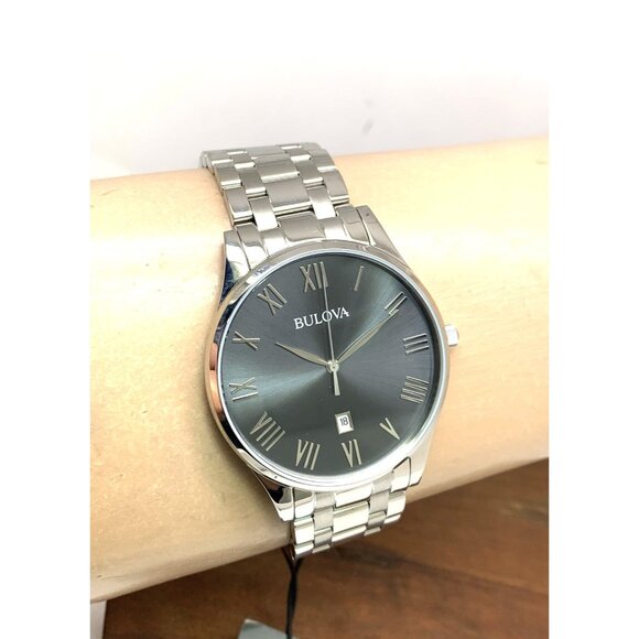 Bulova Men’s Watch 96B261 Silver Stainless Steel Gray Dial Roman Numerals 40mm - Picture 11 of 14